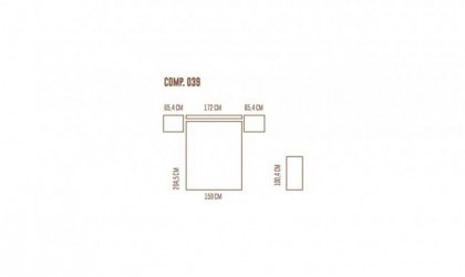 Dormitorio completo compuesto de cabecero, canapé y dos mesitas en madera  blanca y azul cobalto