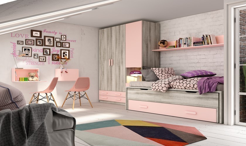 Habitación juvenil con armario moderna y barata en Asturias